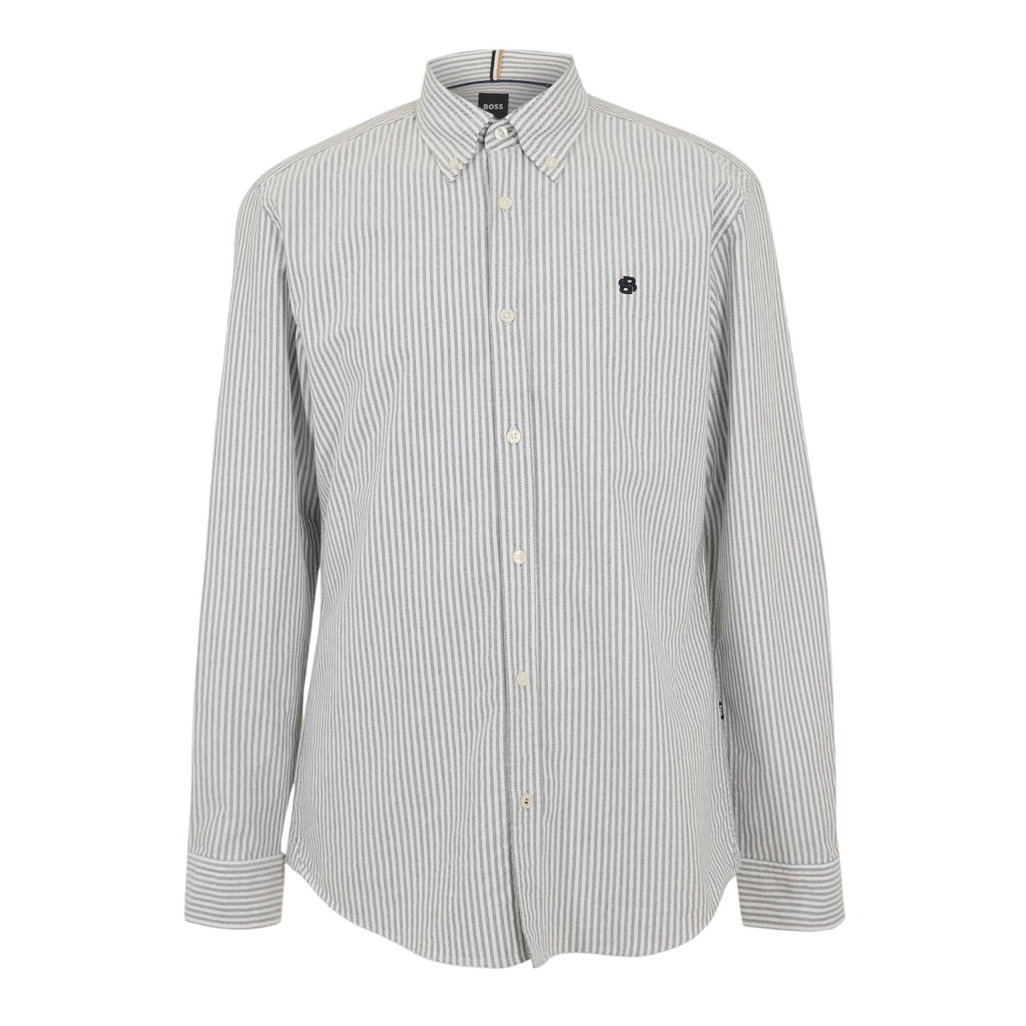 Dark Blue-Grey - Front - Boss Mens H-Roan Oxford Shirt