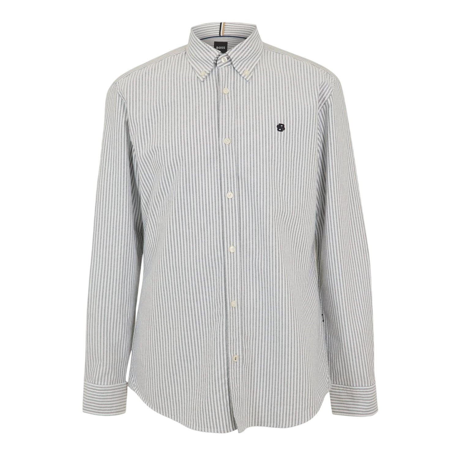 Dark Blue-Grey - Front - Boss Mens H-Roan Oxford Shirt
