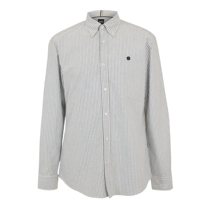Dark Blue-Grey - Front - Boss Mens H-Roan Oxford Shirt