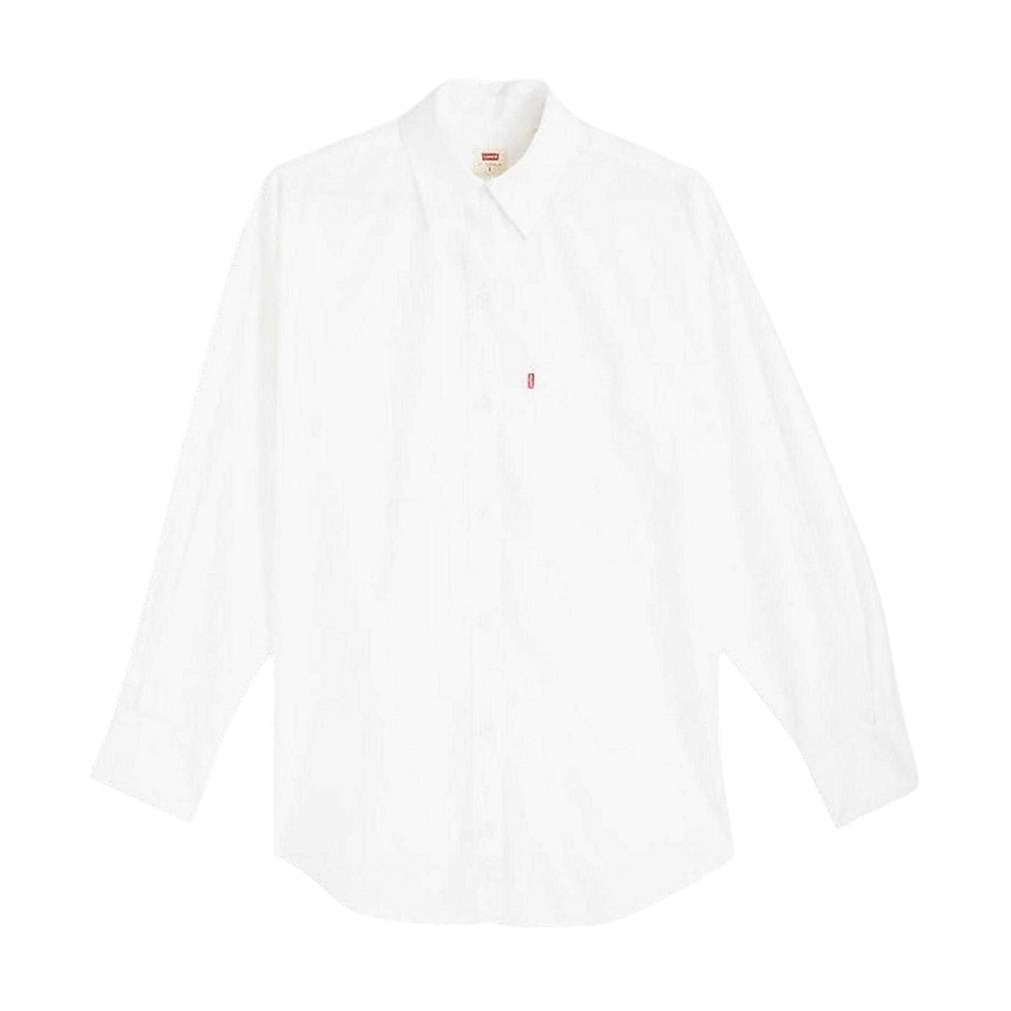 Bright White - Front - Levis Womens-Ladies Nola Logo Oversized Long-Sleeved Shirt