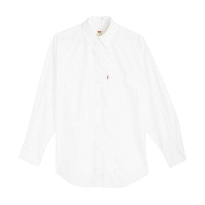Bright White - Front - Levis Womens-Ladies Nola Logo Oversized Long-Sleeved Shirt