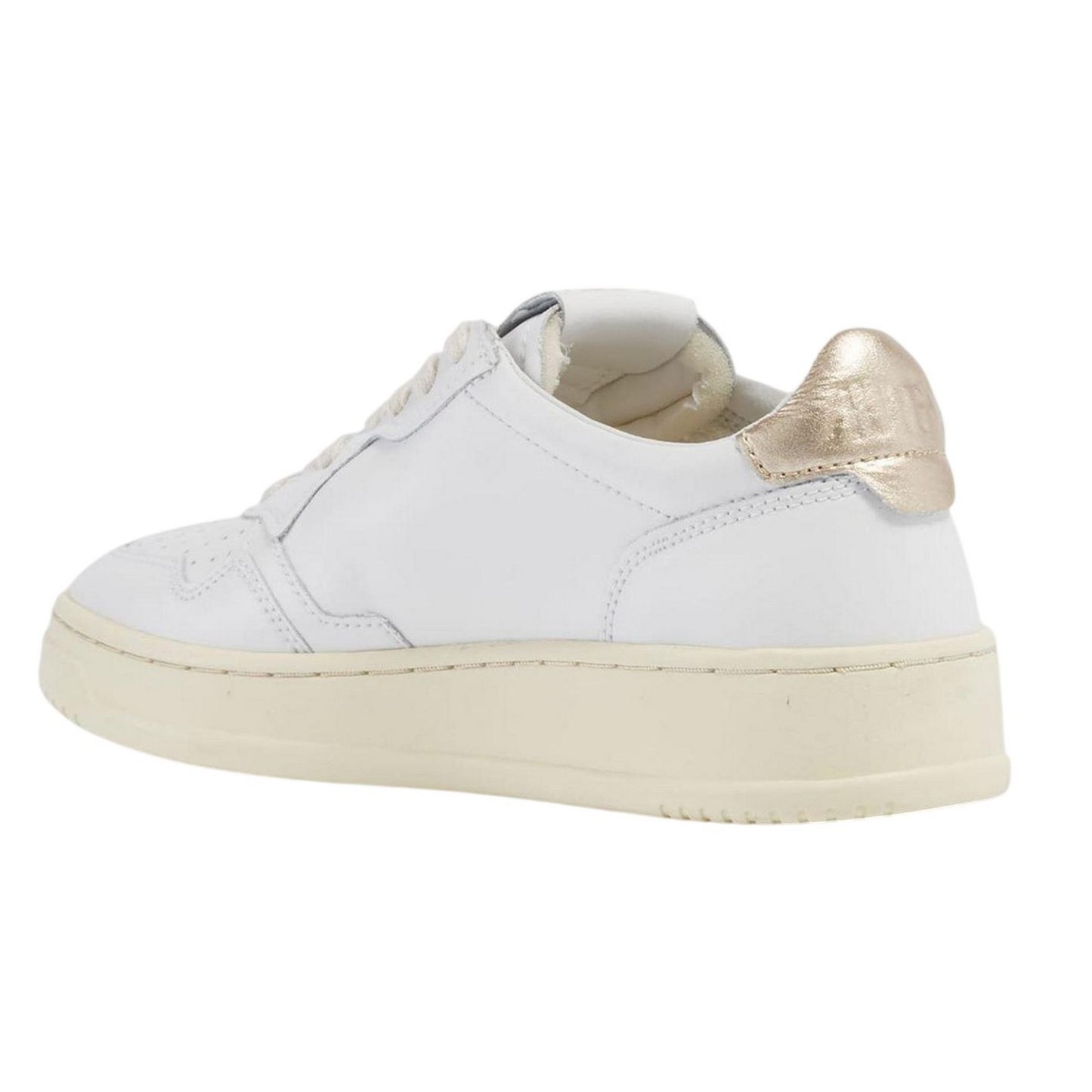 White Gold - Back - Autry Womens-Ladies Leather Flat Court Trainers