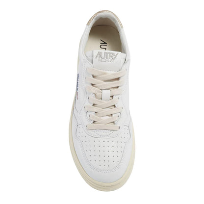 White Gold - Side - Autry Womens-Ladies Leather Flat Court Trainers