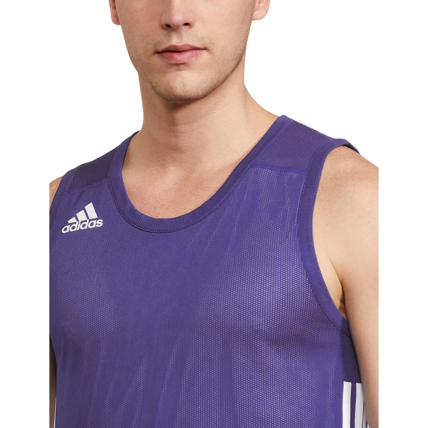Purple-White - Side - Adidas Mens Speed Reversible Sleeveless Basketball Jersey