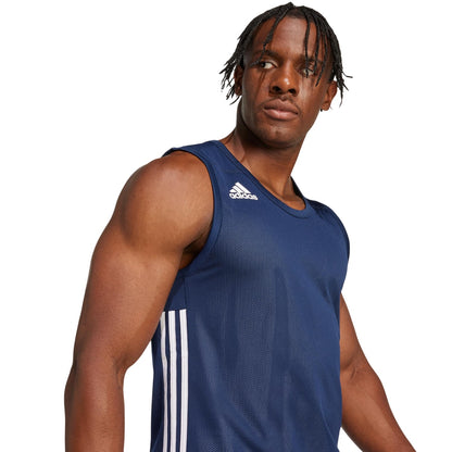 Collegiate Navy-White - Side - Adidas Mens Speed Reversible Sleeveless Basketball Jersey