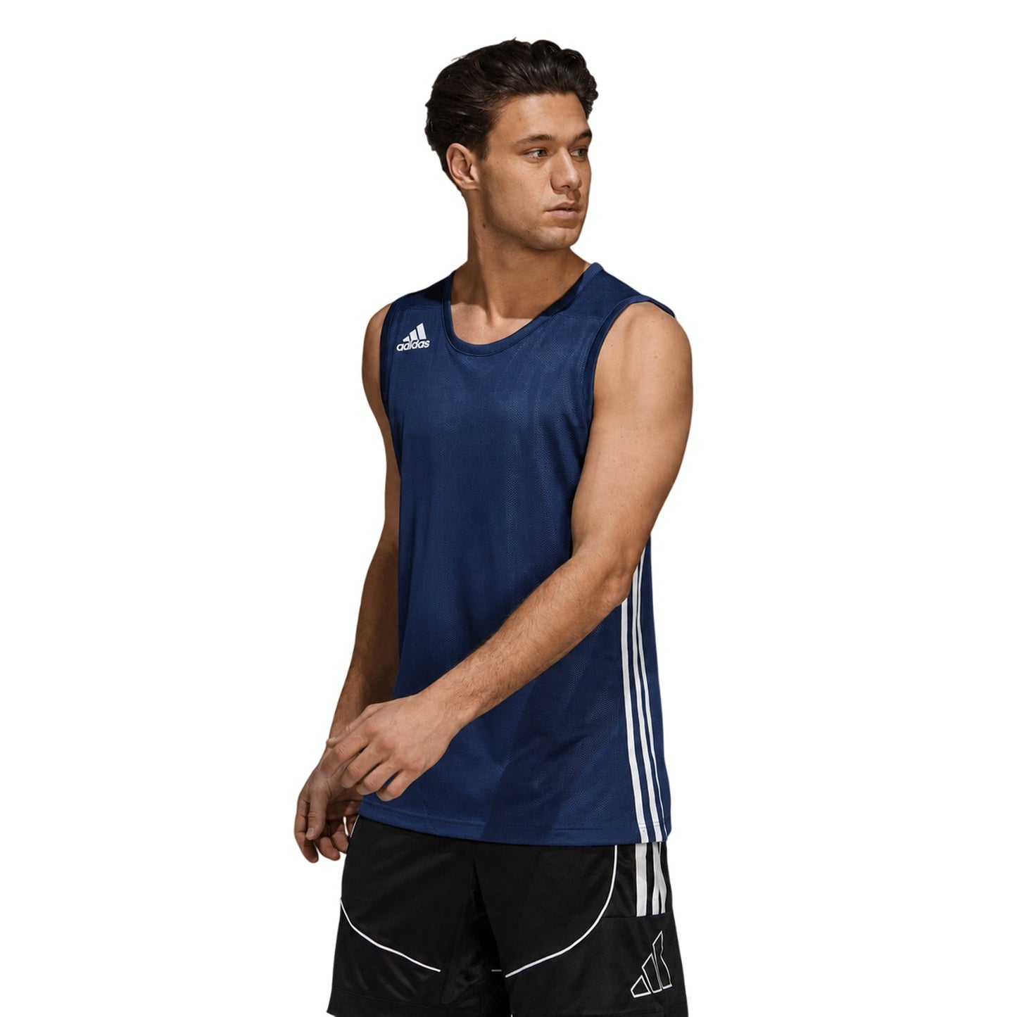 Collegiate Navy-White - Lifestyle - Adidas Mens Speed Reversible Sleeveless Basketball Jersey