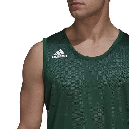 Dark Green-White - Side - Adidas Mens Speed Reversible Sleeveless Basketball Jersey