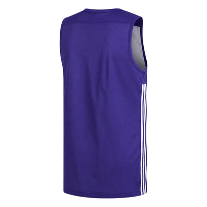 Purple-White - Back - Adidas Mens Speed Reversible Sleeveless Basketball Jersey