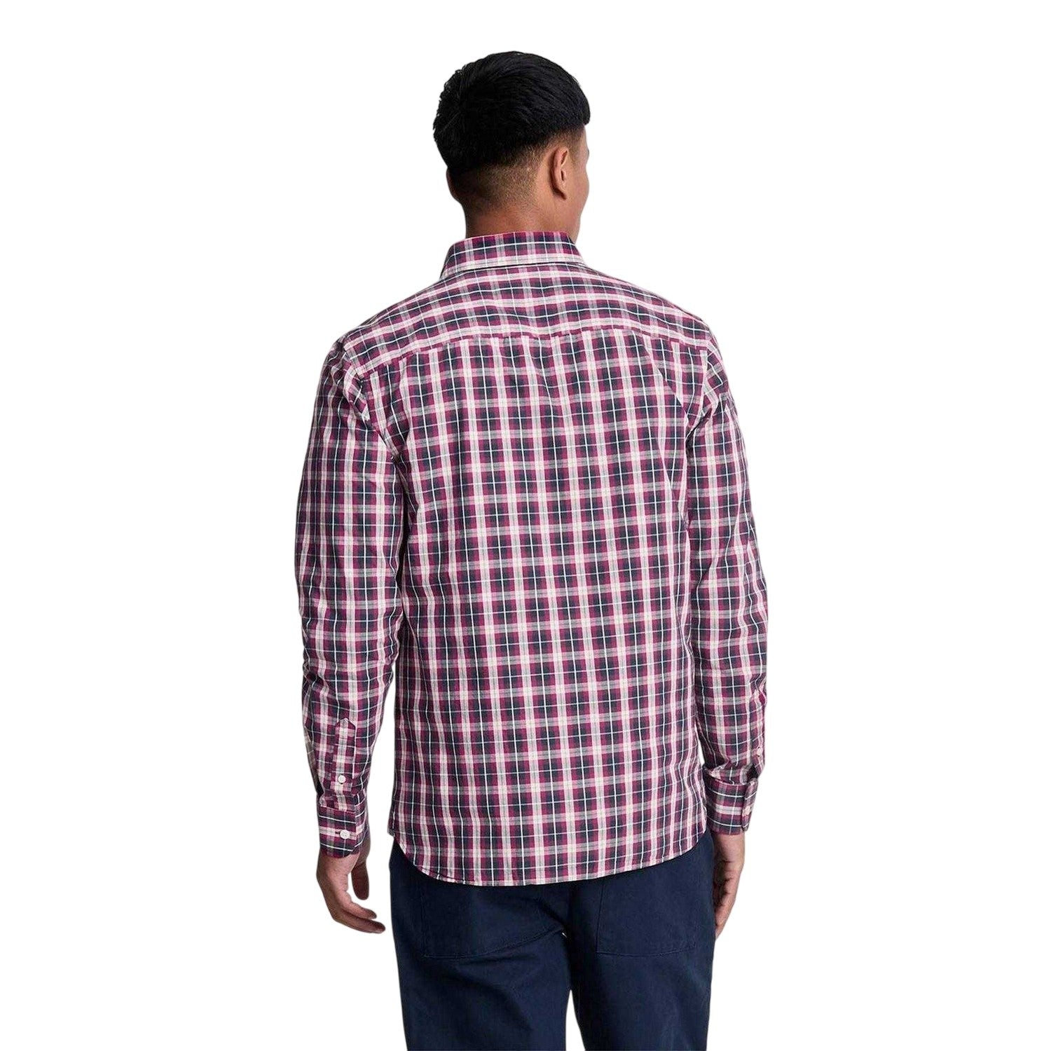 Navy - Back - Lyle & Scott Mens Checked Poplin Long-Sleeved Shirt