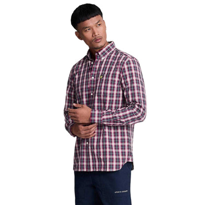 Navy - Lifestyle - Lyle & Scott Mens Checked Poplin Long-Sleeved Shirt