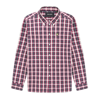 Navy - Front - Lyle & Scott Mens Checked Poplin Long-Sleeved Shirt