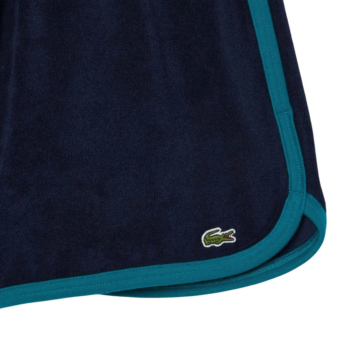 Blue - Back - Lacoste Womens-Ladies Terrycloth Contrast Detail Shorts