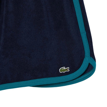 Blue - Back - Lacoste Womens-Ladies Terrycloth Contrast Detail Shorts