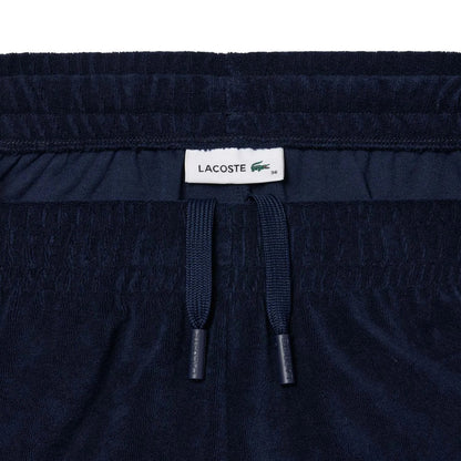 Blue - Side - Lacoste Womens-Ladies Terrycloth Contrast Detail Shorts