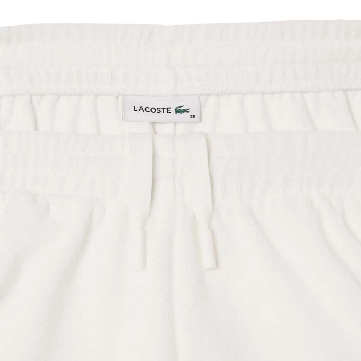 Cream - Side - Lacoste Womens-Ladies Terrycloth Contrast Detail Shorts