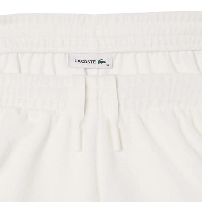 Cream - Side - Lacoste Womens-Ladies Terrycloth Contrast Detail Shorts