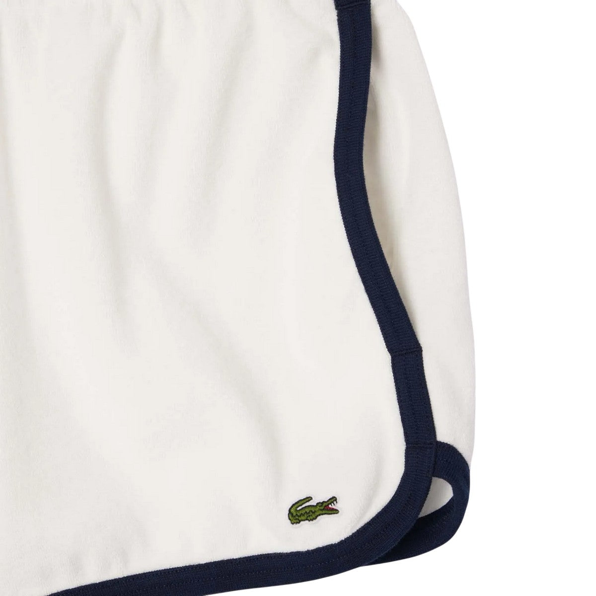 Cream - Back - Lacoste Womens-Ladies Terrycloth Contrast Detail Shorts