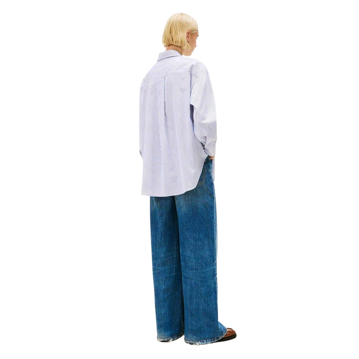 Blue - Back - Tommy Hilfiger Womens-Ladies Poplin Oversized Long-Sleeved Shirt
