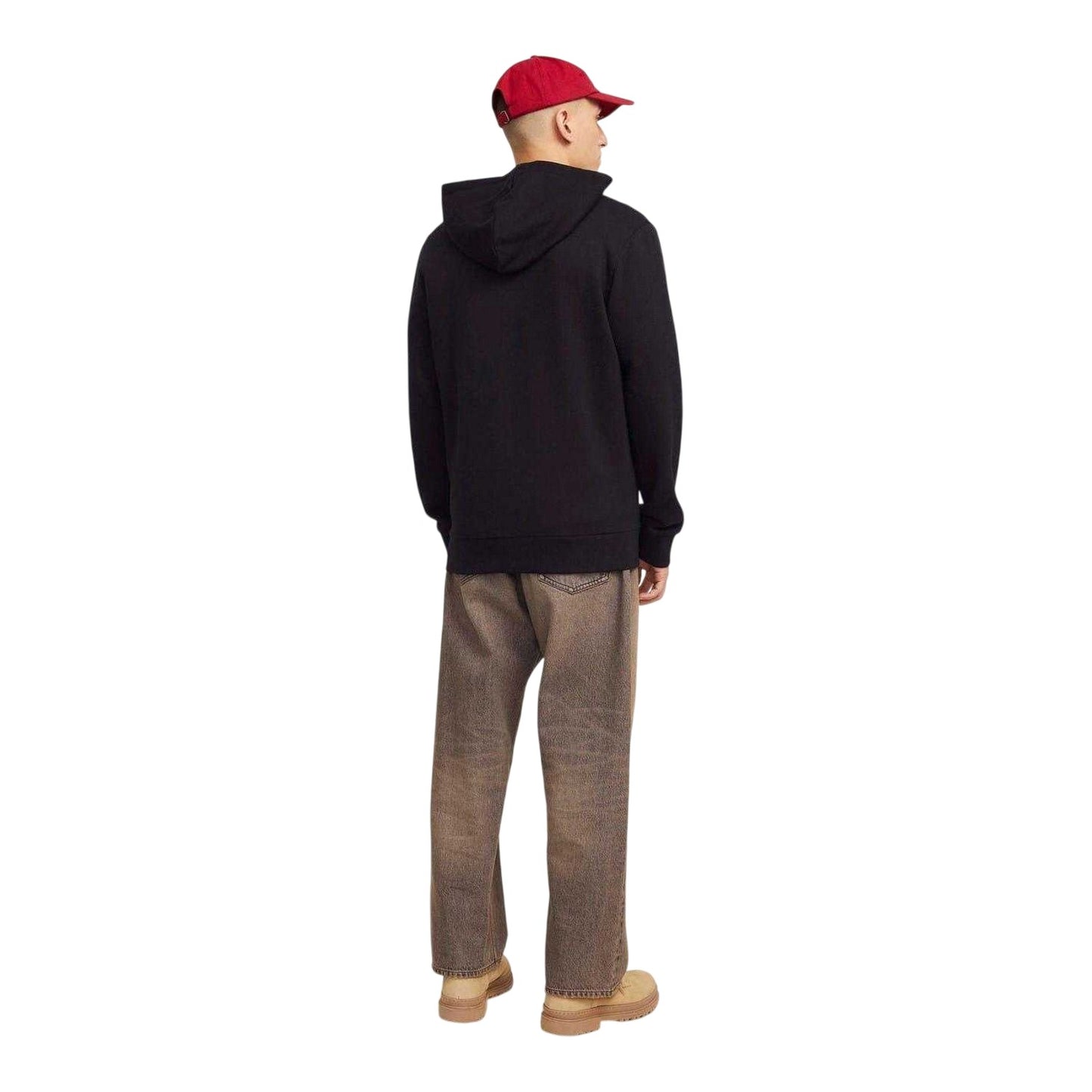 Black - Back - Jack And Jones Mens Logo Full Zip Hoodie