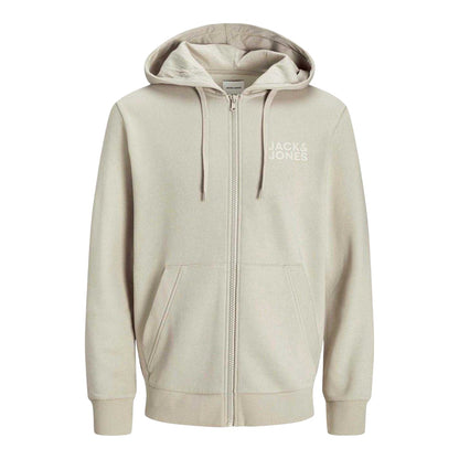 Moonbeam - Front - Jack And Jones Mens Logo Full Zip Hoodie