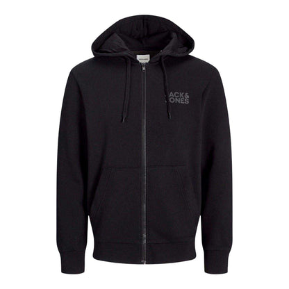 Black - Front - Jack And Jones Mens Logo Full Zip Hoodie