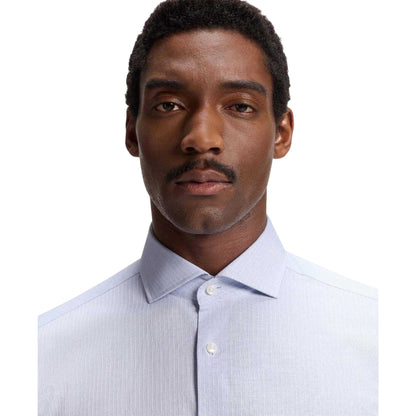 White - Back - Boss Mens Joe Cotton Spread Collar Regular Long-Sleeved Shirt