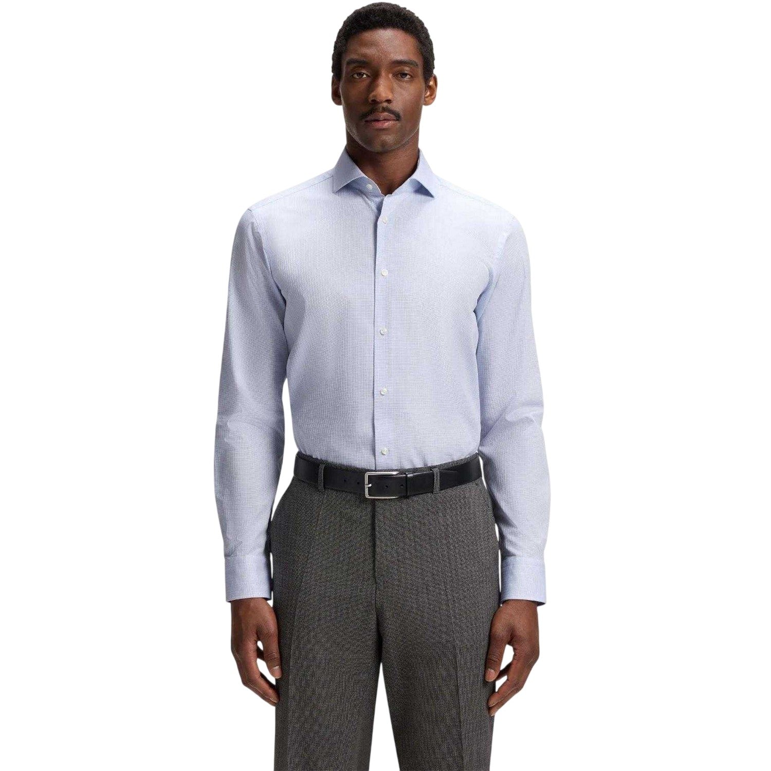 White - Lifestyle - Boss Mens Joe Cotton Spread Collar Regular Long-Sleeved Shirt