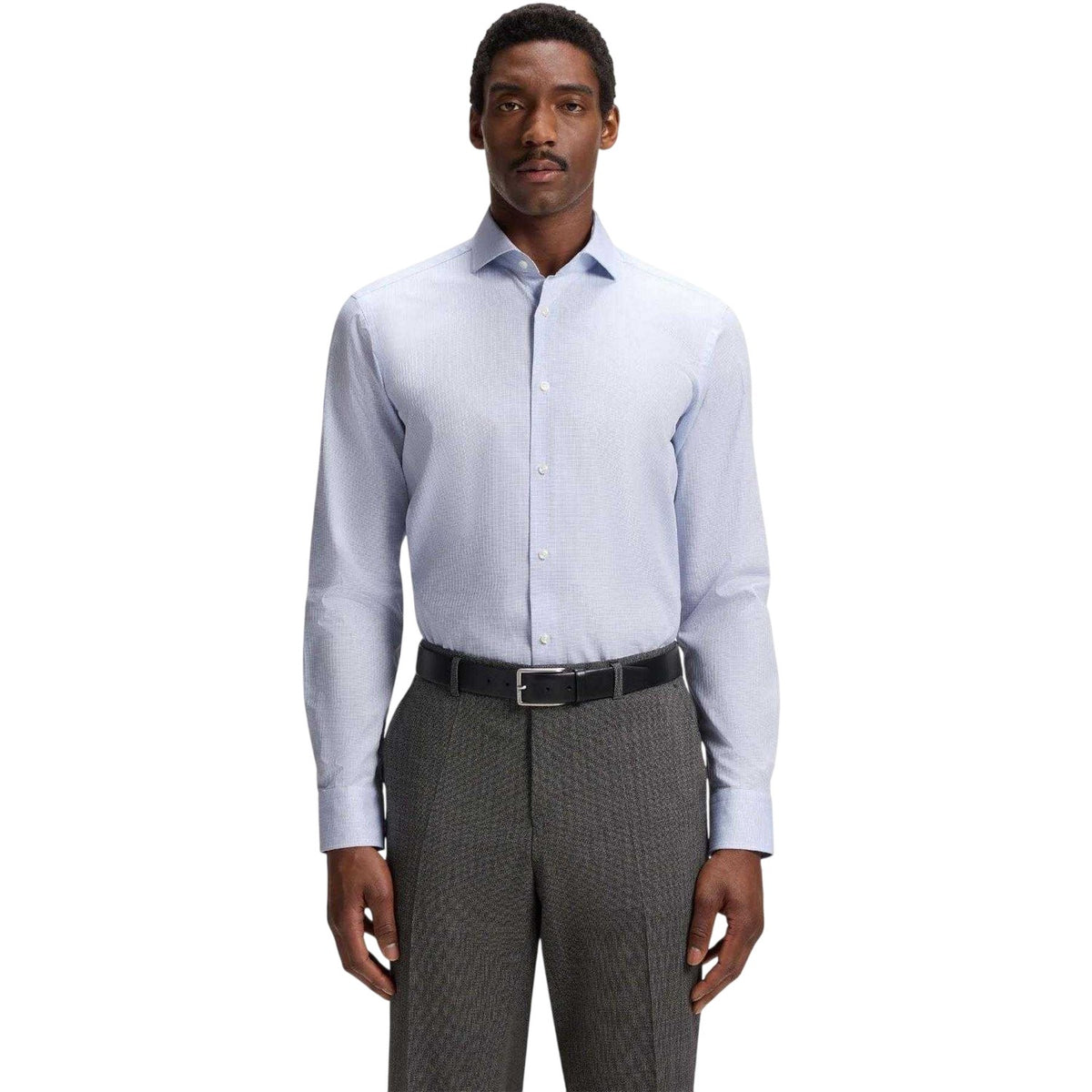 White - Lifestyle - Boss Mens Joe Cotton Spread Collar Regular Long-Sleeved Shirt