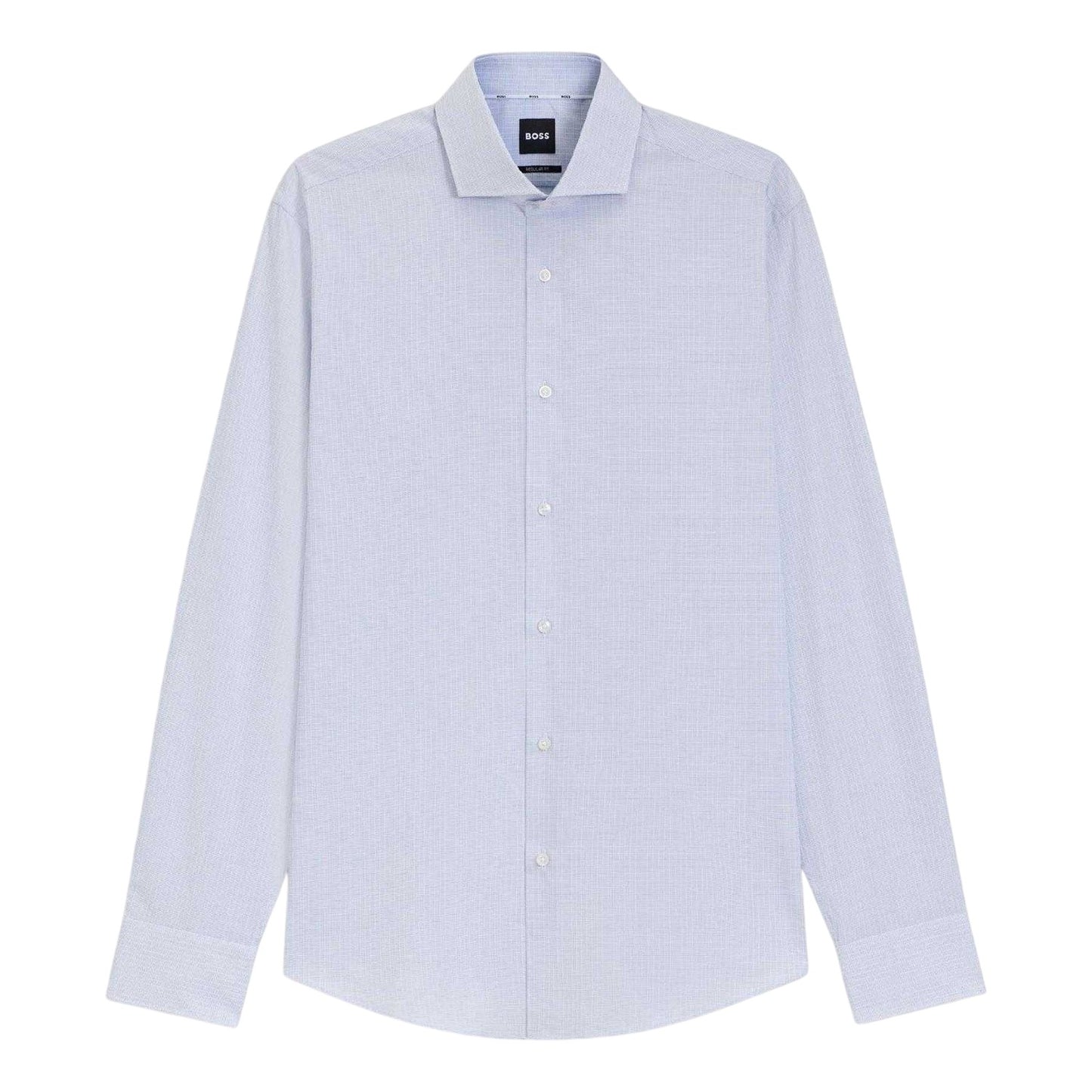 White - Front - Boss Mens Joe Cotton Spread Collar Regular Long-Sleeved Shirt