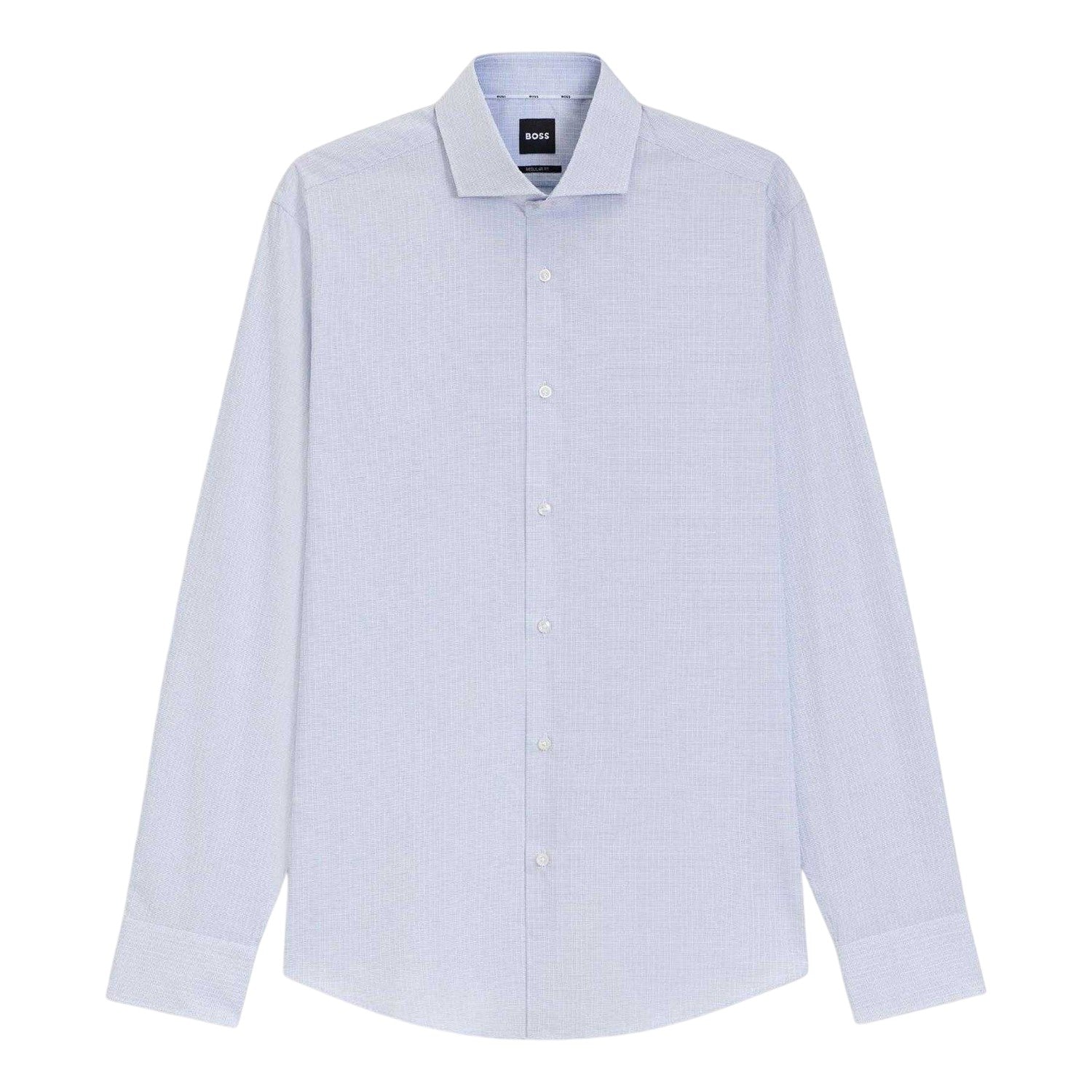 White - Front - Boss Mens Joe Cotton Spread Collar Regular Long-Sleeved Shirt