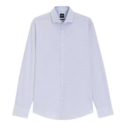 White - Front - Boss Mens Joe Cotton Spread Collar Regular Long-Sleeved Shirt