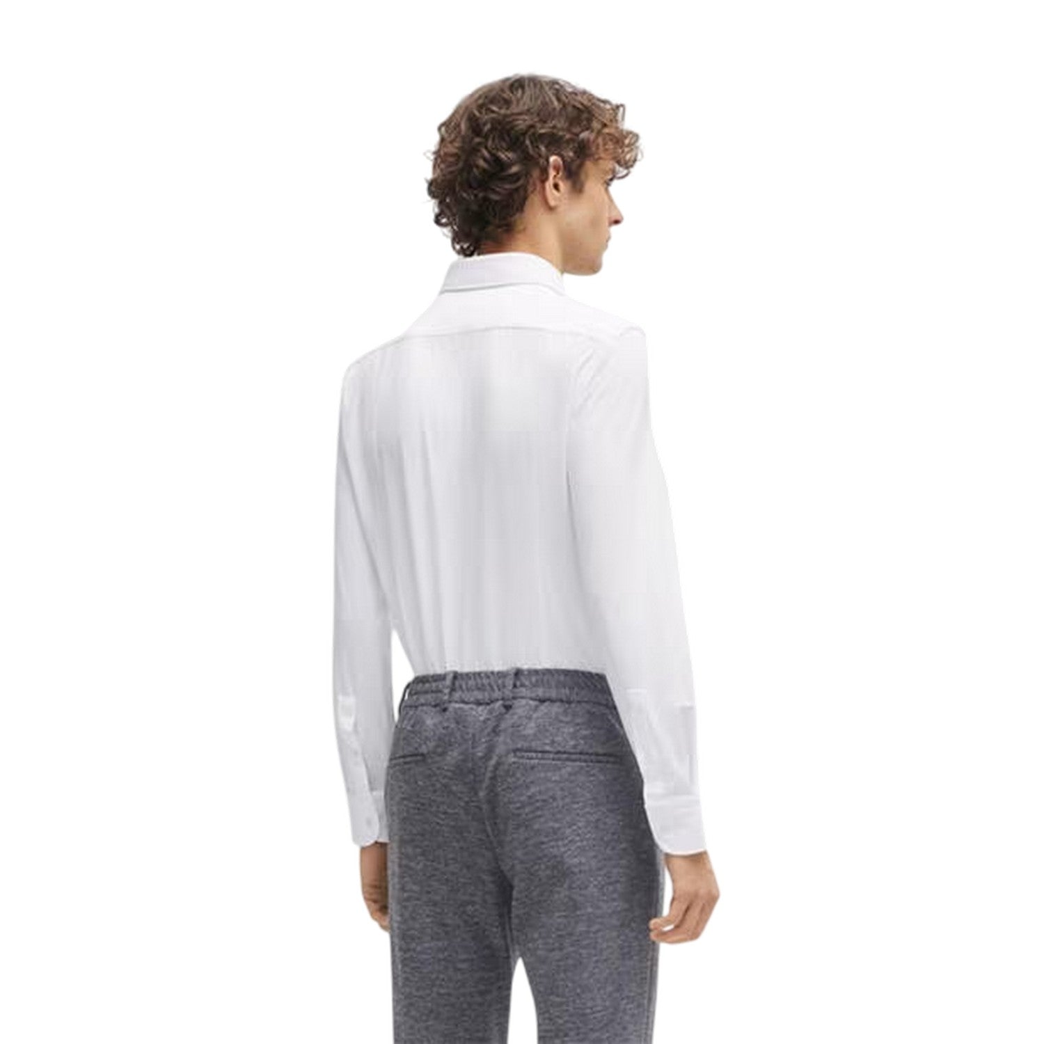 White - Back - Boss Mens Oxford Point Collar Formal Shirt