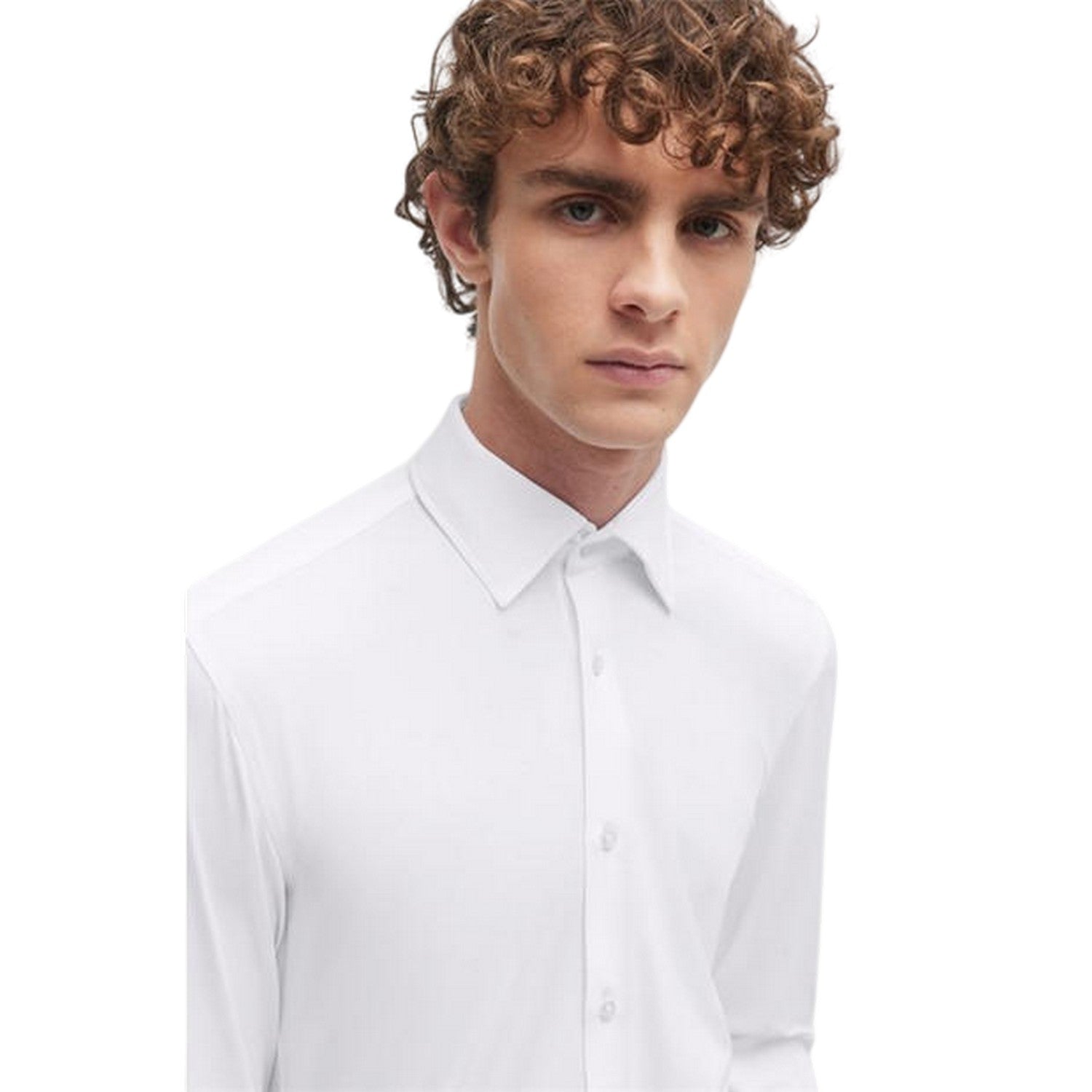 White - Side - Boss Mens Oxford Point Collar Formal Shirt