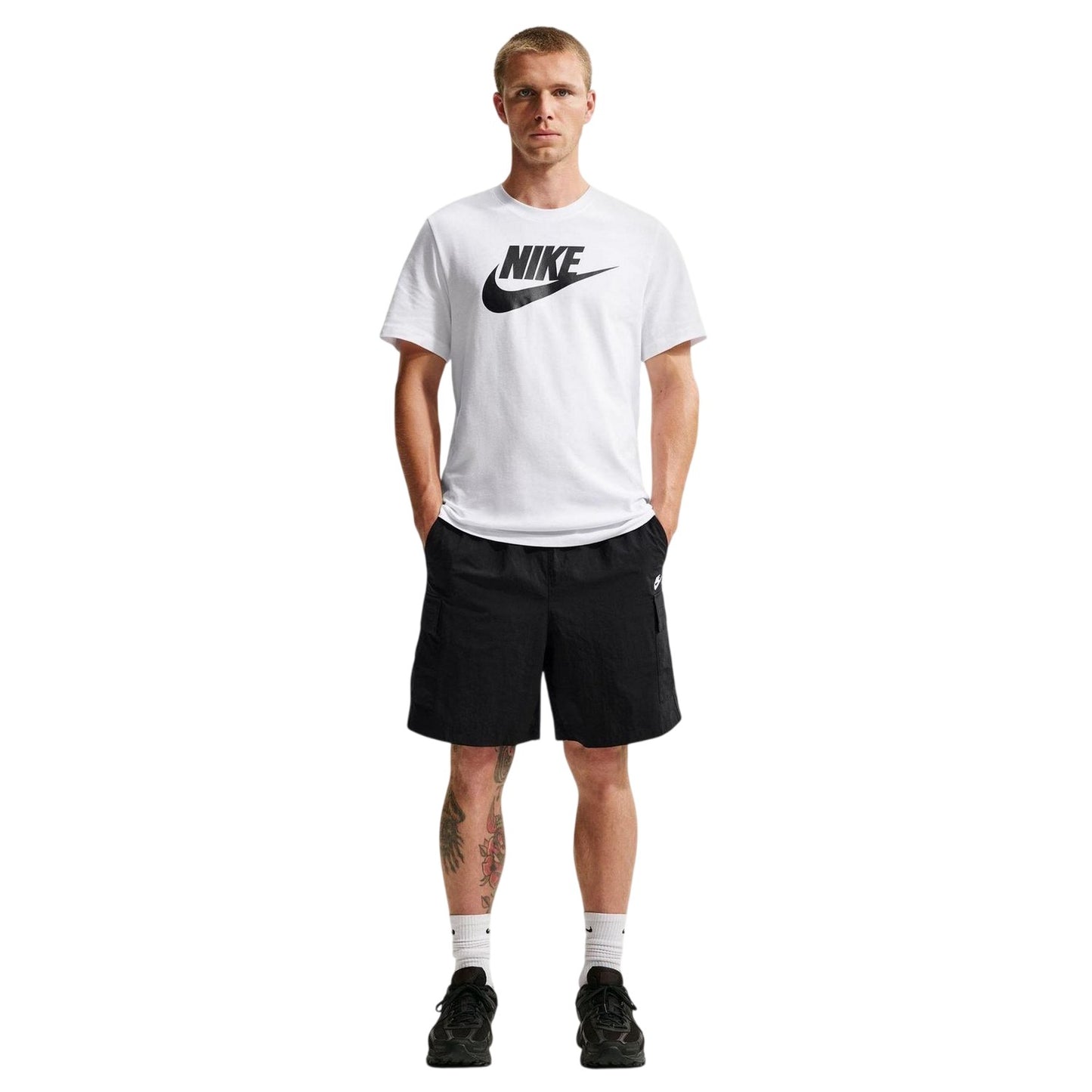 Black-White - Lifestyle - Nike Mens Utility Club Cargo Shorts