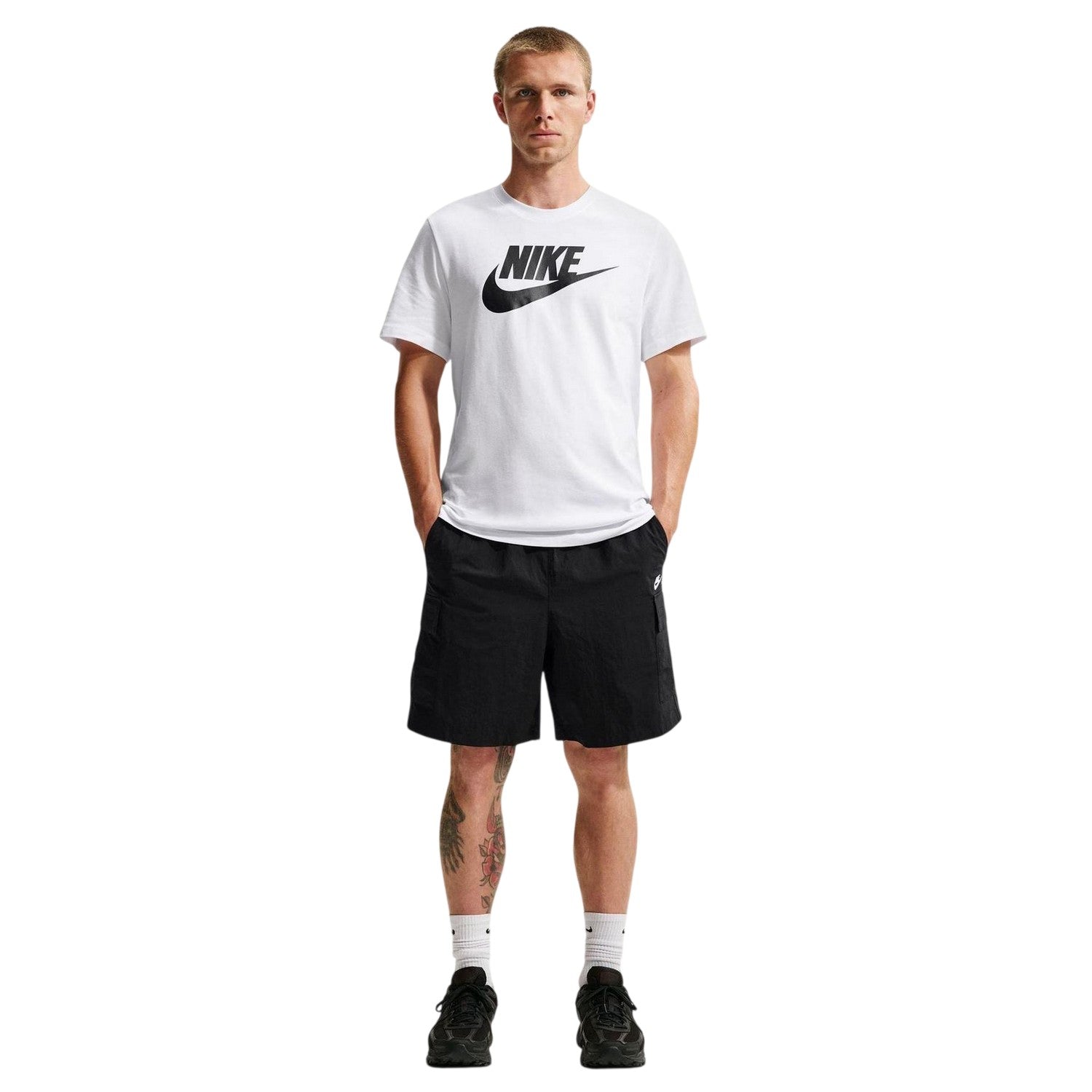 Black-White - Lifestyle - Nike Mens Utility Club Cargo Shorts