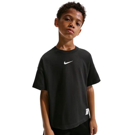 Black-White - Front - Nike Childrens-Kids Pro Dri-FIT T-Shirt