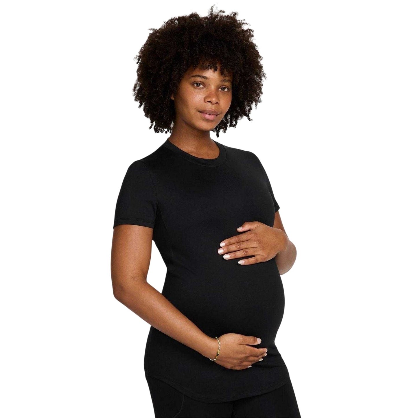Black - Front - Nike Womens-Ladies Logo Dri-FIT Maternity T-Shirt