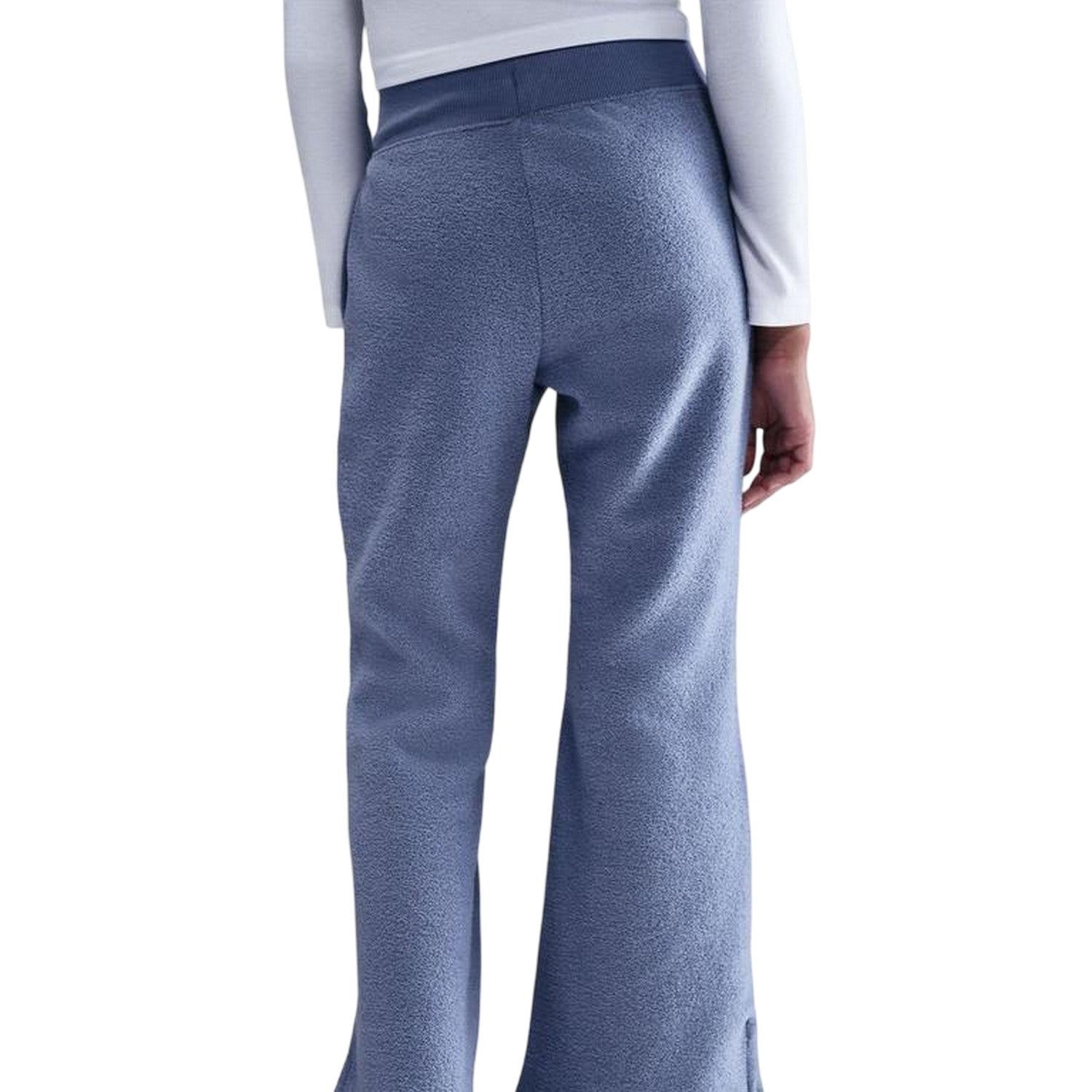 Indigo-White - Back - Nike Girls Fleece Split Hem Trousers