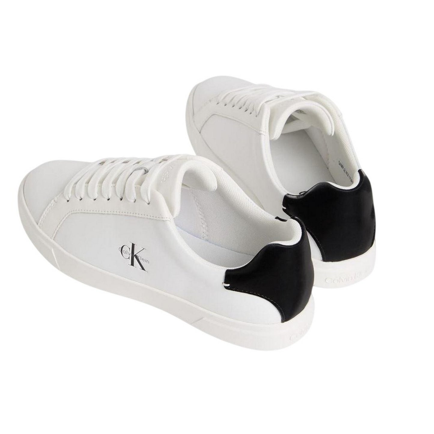 Bright White-Black - Back - Calvin Klein Womens-Ladies Leather Low Trainers