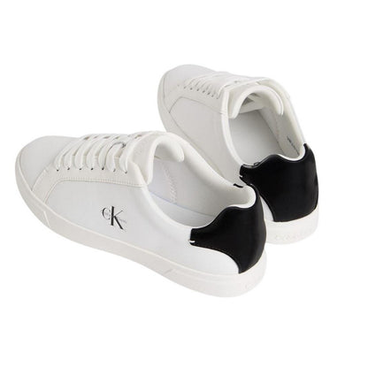Bright White-Black - Back - Calvin Klein Womens-Ladies Leather Low Trainers