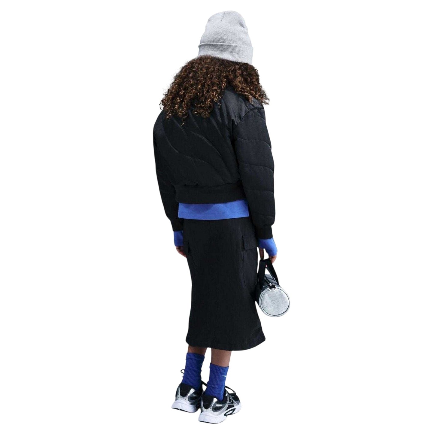 Black-White - Back - Nike Girls Logo Padded Jacket
