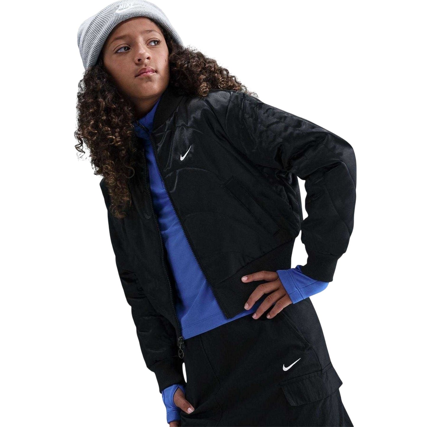 Black-White - Lifestyle - Nike Girls Logo Padded Jacket