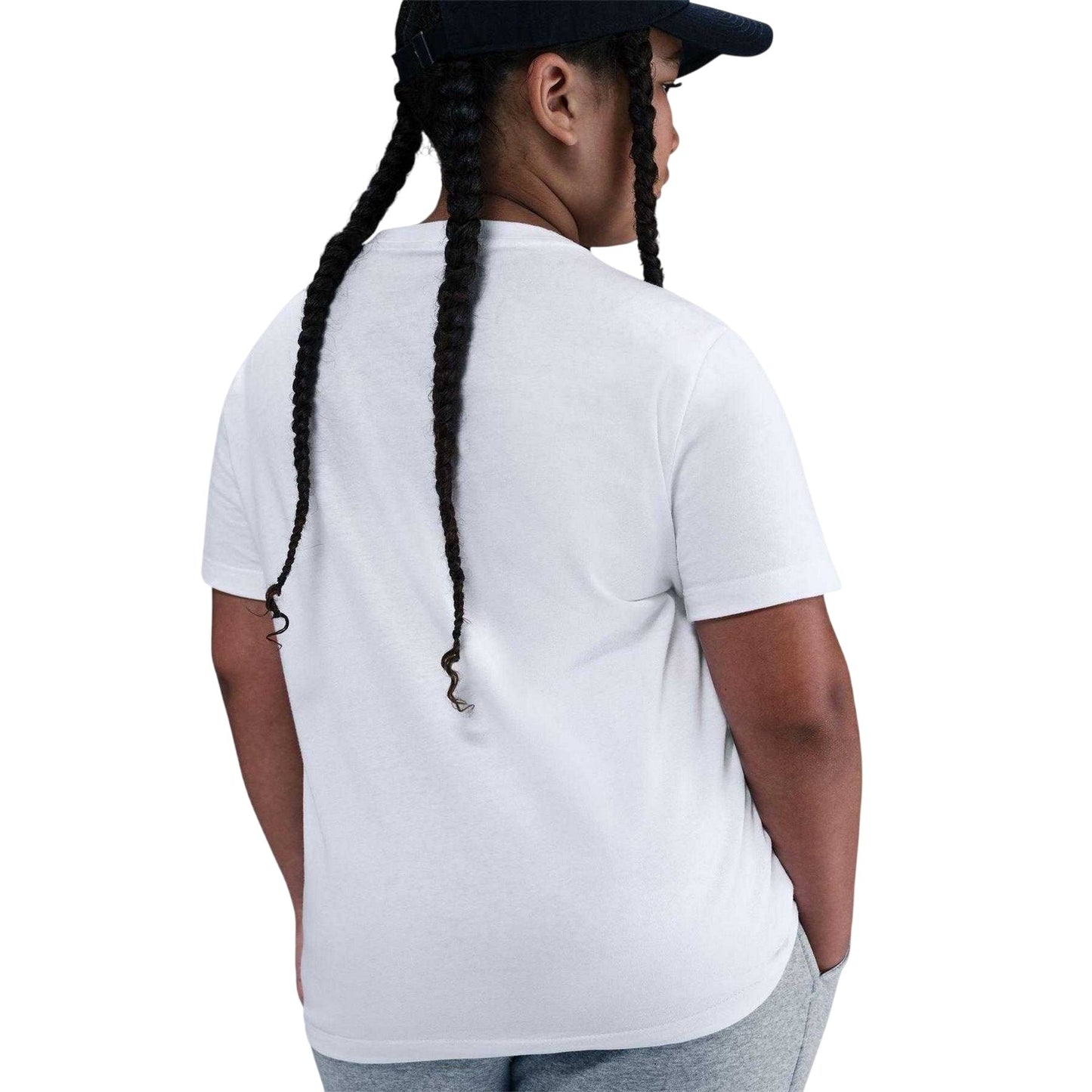 White - Back - Nike Girls Embroidered Logo Cotton T-Shirt