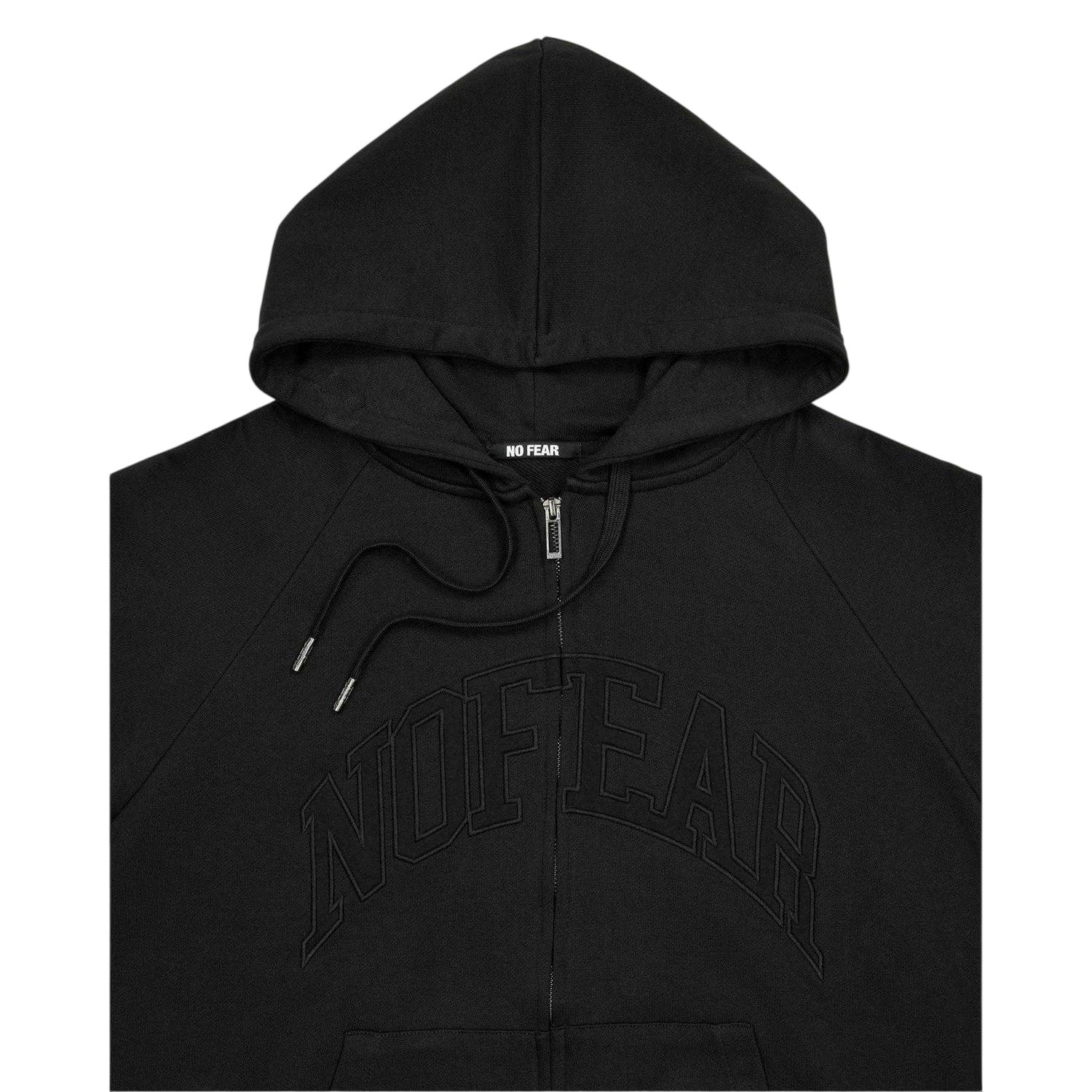 Black - Side - No Fear Mens Embroidered Logo Full Zip Hoodie