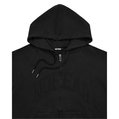 Black - Side - No Fear Mens Embroidered Logo Full Zip Hoodie
