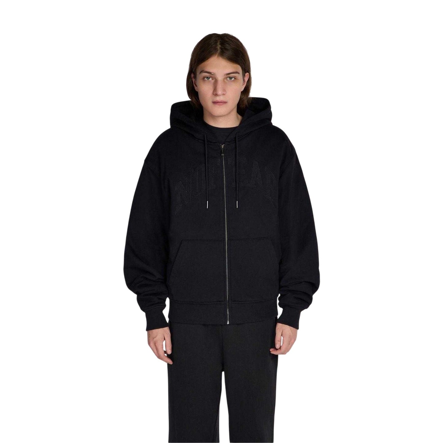 Black - Lifestyle - No Fear Mens Embroidered Logo Full Zip Hoodie