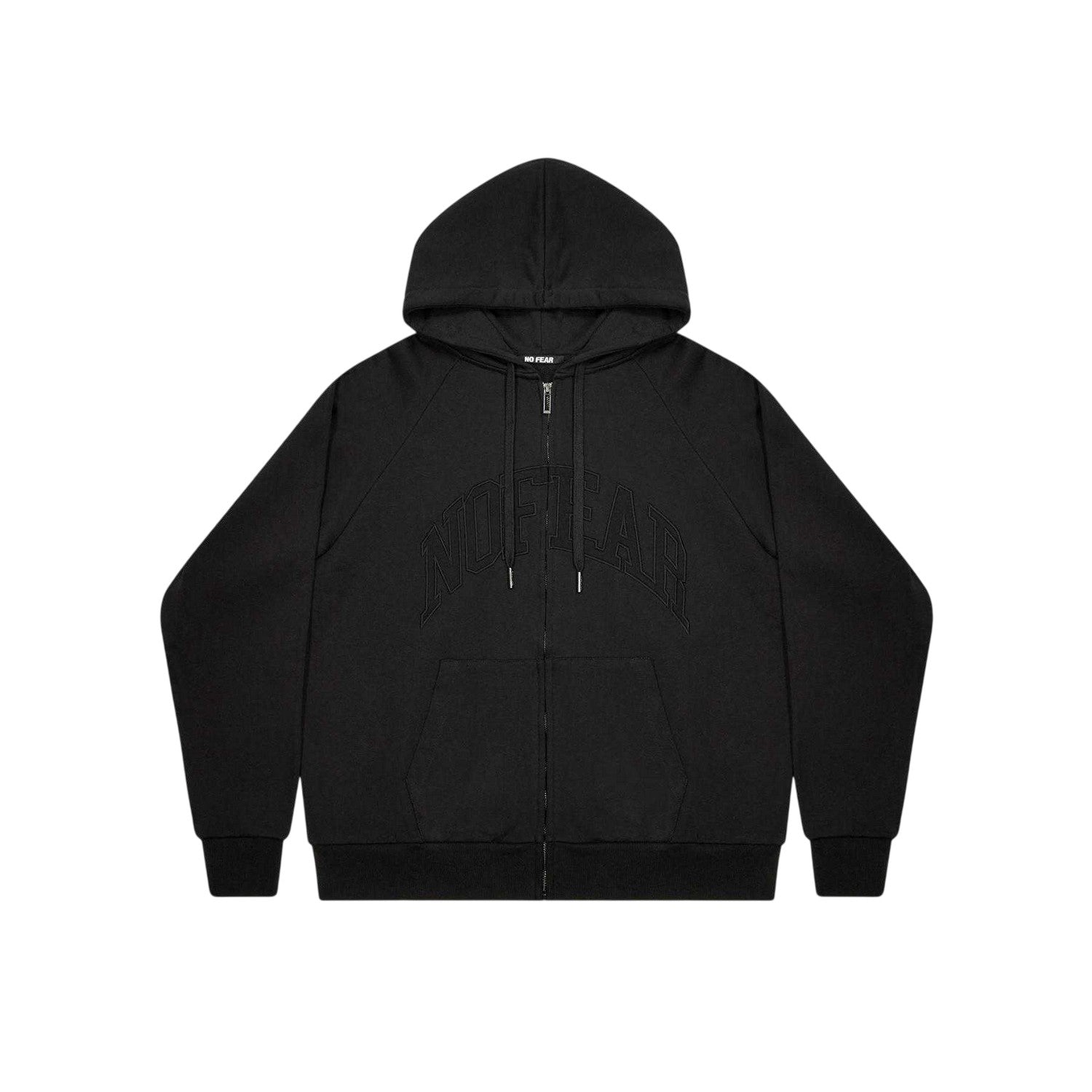 Black - Front - No Fear Mens Embroidered Logo Full Zip Hoodie