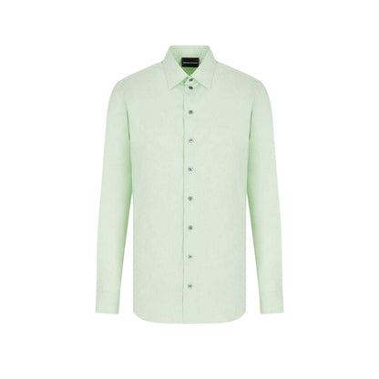 Green - Front - Emporio Armani EA7 Mens Linen Shirt