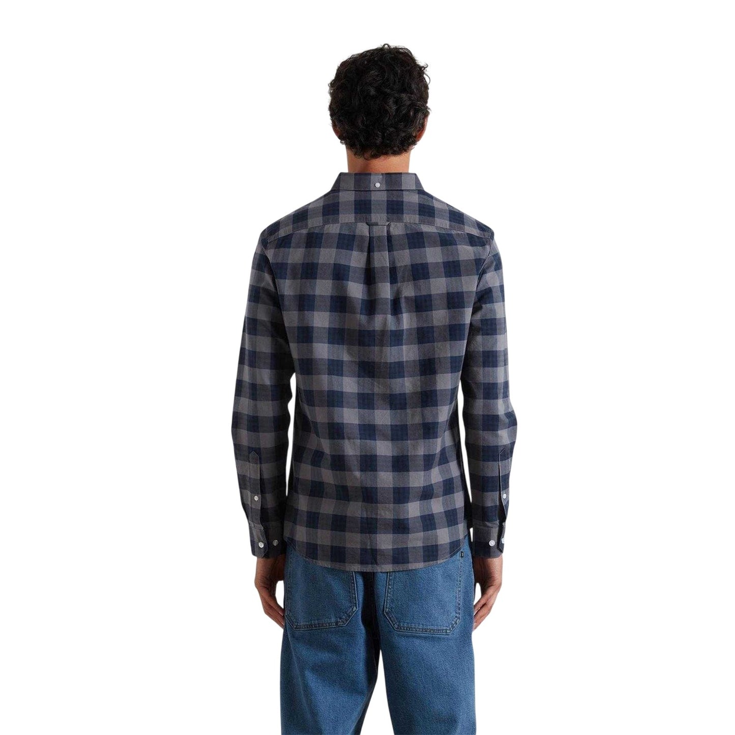 Yale Blue - Back - Farah Mens Brewer Checked Organic Cotton Shirt