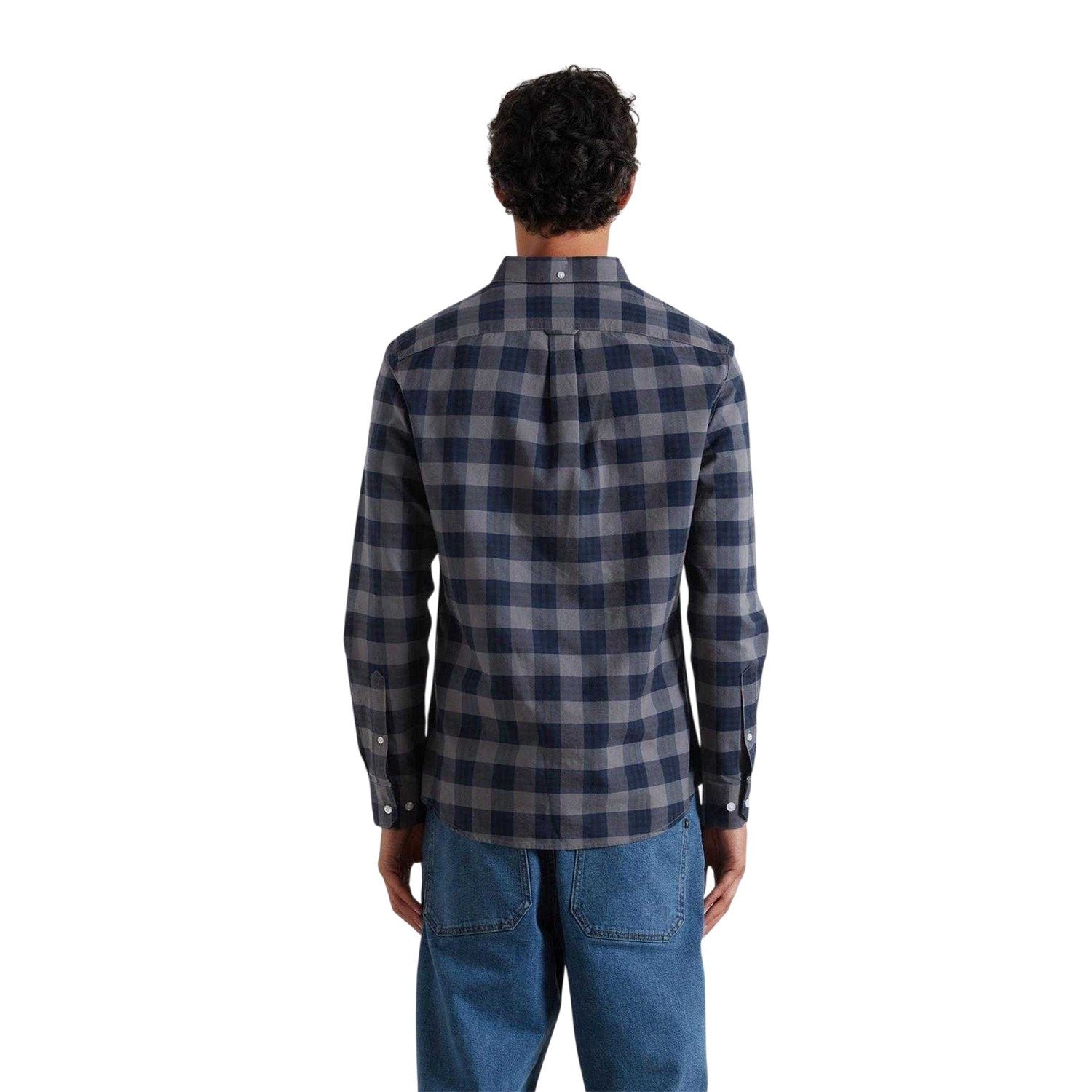 Yale Blue - Back - Farah Mens Brewer Checked Organic Cotton Shirt
